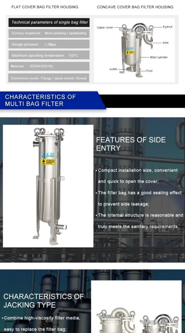 Stainless Steel SS304 316L Single Bag Filter Housing Stainless Steel SS304 316L Single Bag Filter Housing